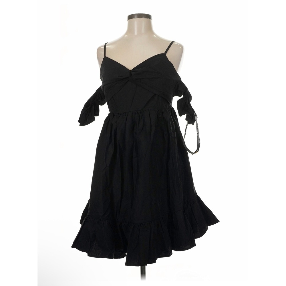 NWT! Club L London Black Cold Shoulder Ruffle Mini Dress US 8 UK 12 Evening Diva